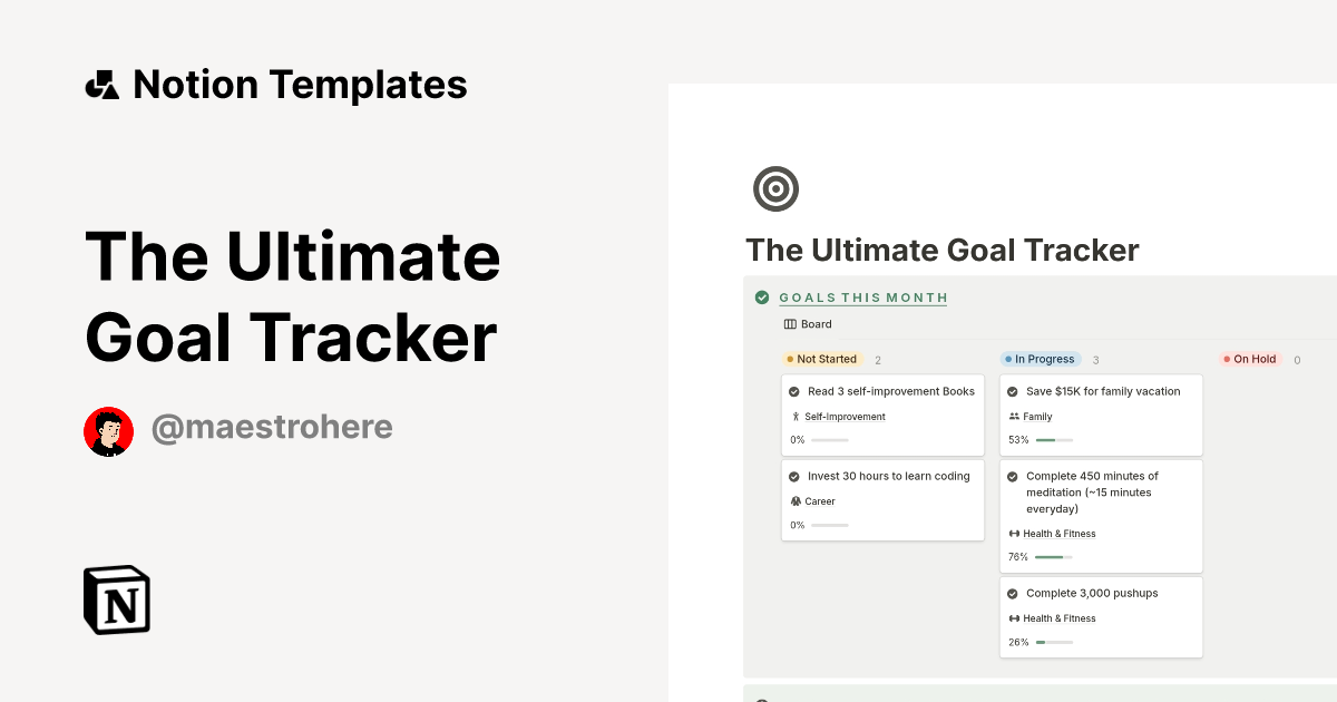 The Ultimate Goal Tracker Notion Template