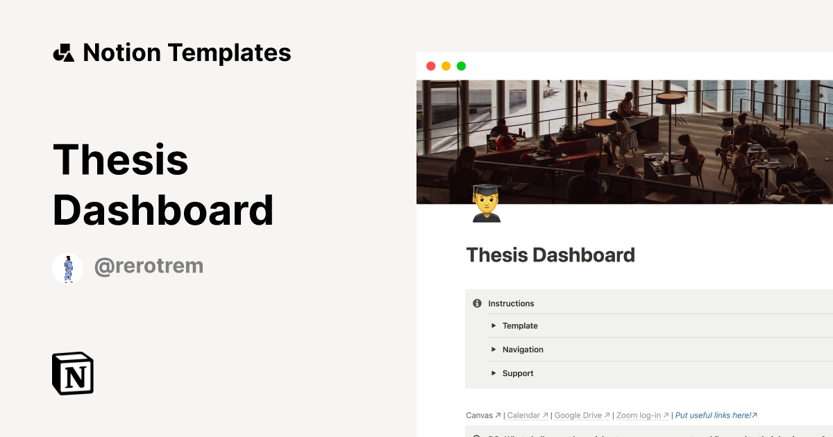 Thesis Dashboard by rerotrem Notion Template