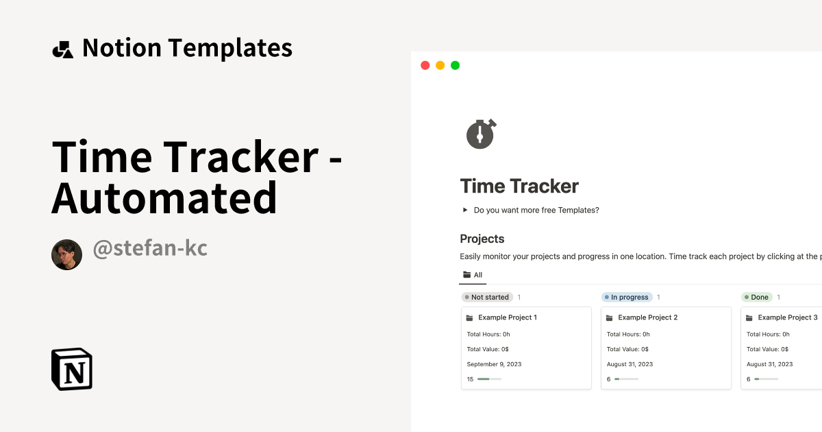 Time Tracker Automated by Stefan Kc Notion Template
