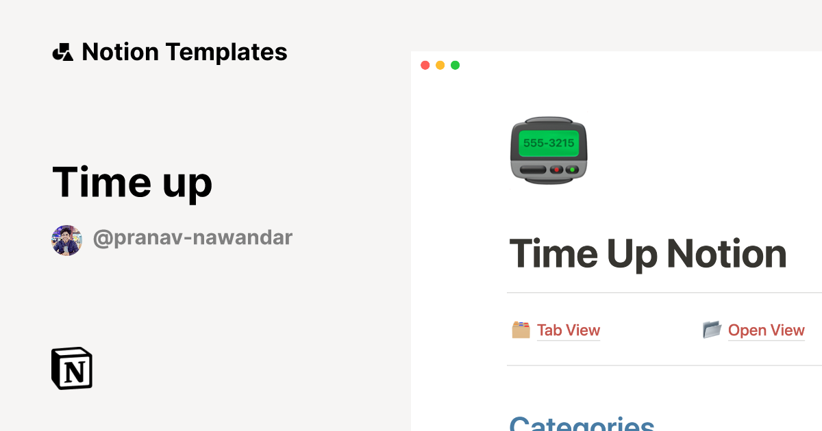 Time up Notion Template