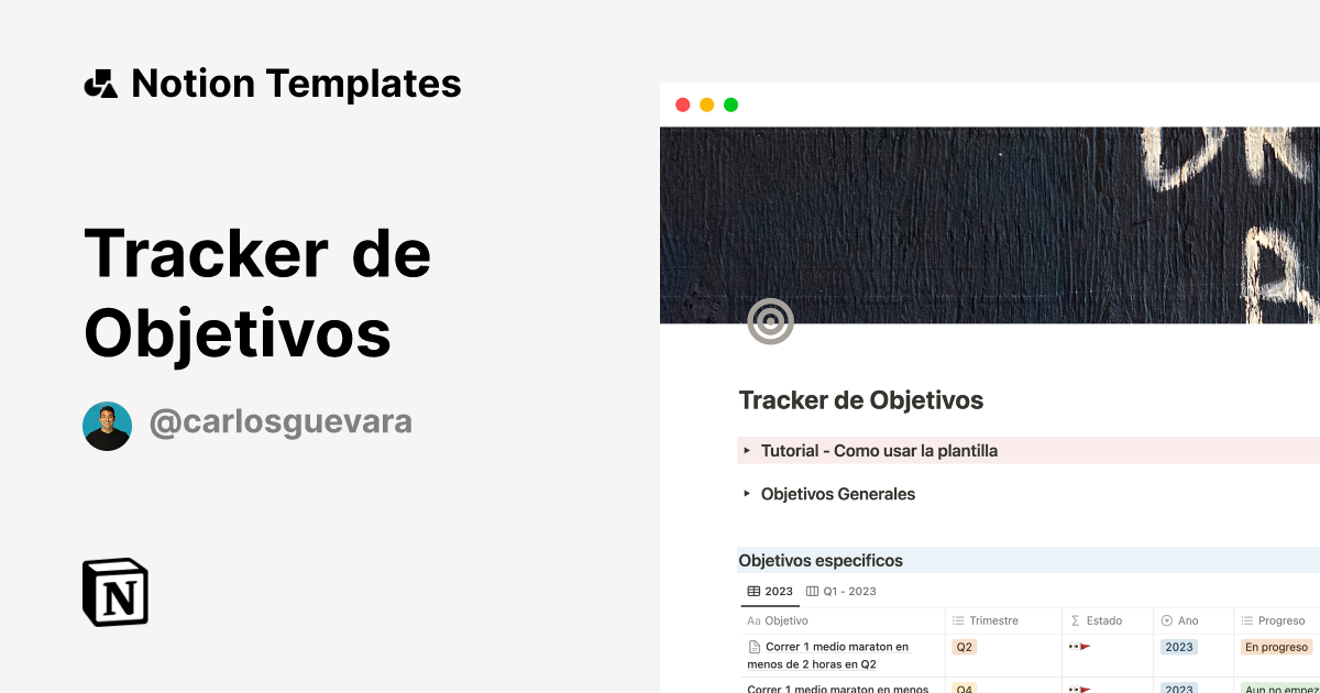 Tracker de Objetivos Notion Template
