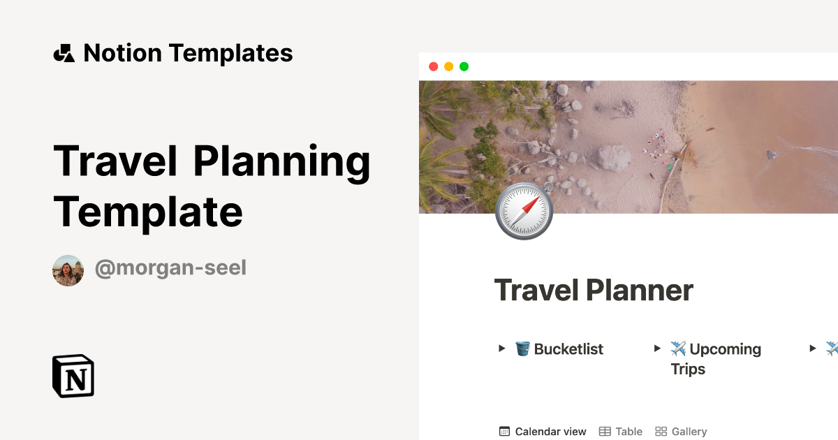 Travel Planning Template Notion Template