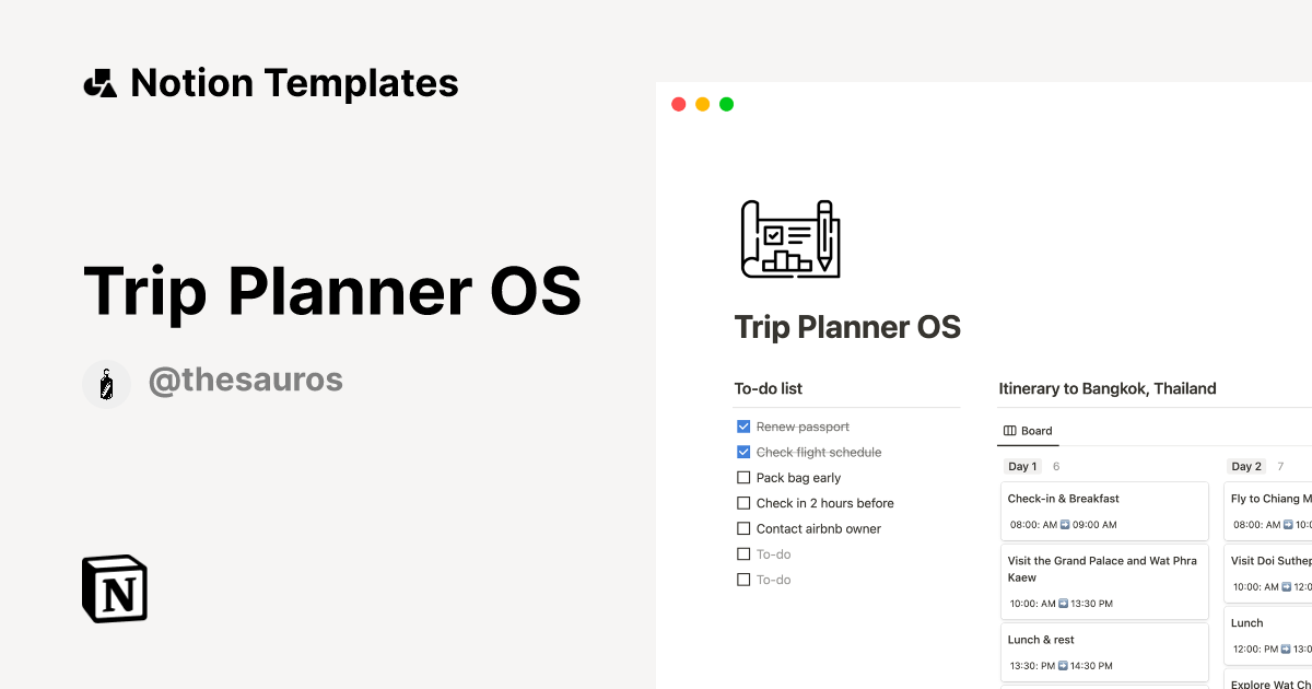 Trip Planner OS Notion Template