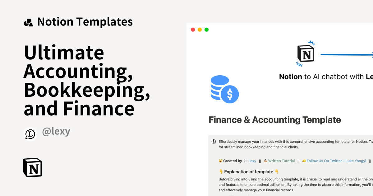 Ultimate Accounting, Bookkeeping, and Finance by Lexy Notion Template