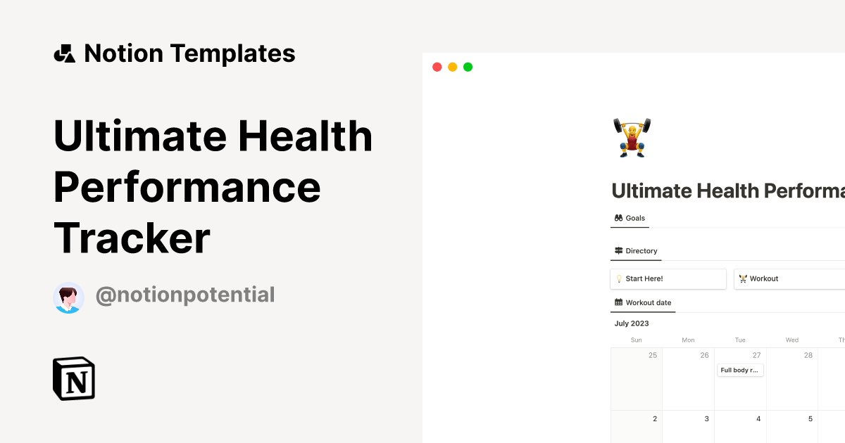 Ultimate Health Performance Tracker Notion Template