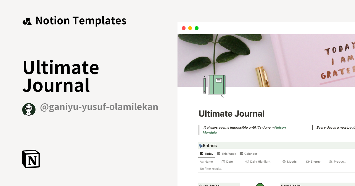 Ultimate Journal | Notion Template