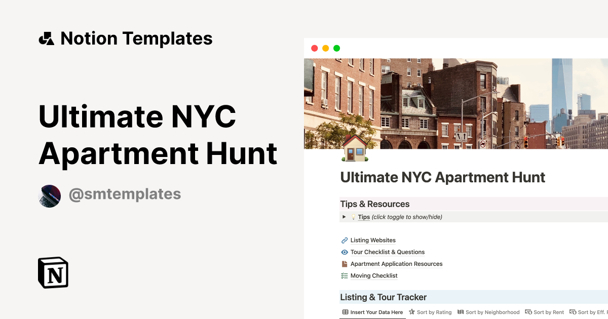 Ultimate NYC Apartment Hunt Notion Template