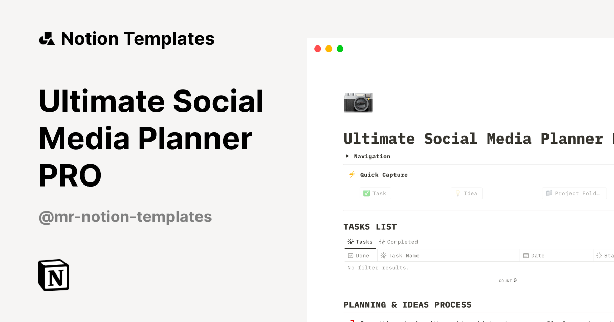 Ultimate Social Media Planner PRO by Mr. Notion Templates Notion Template