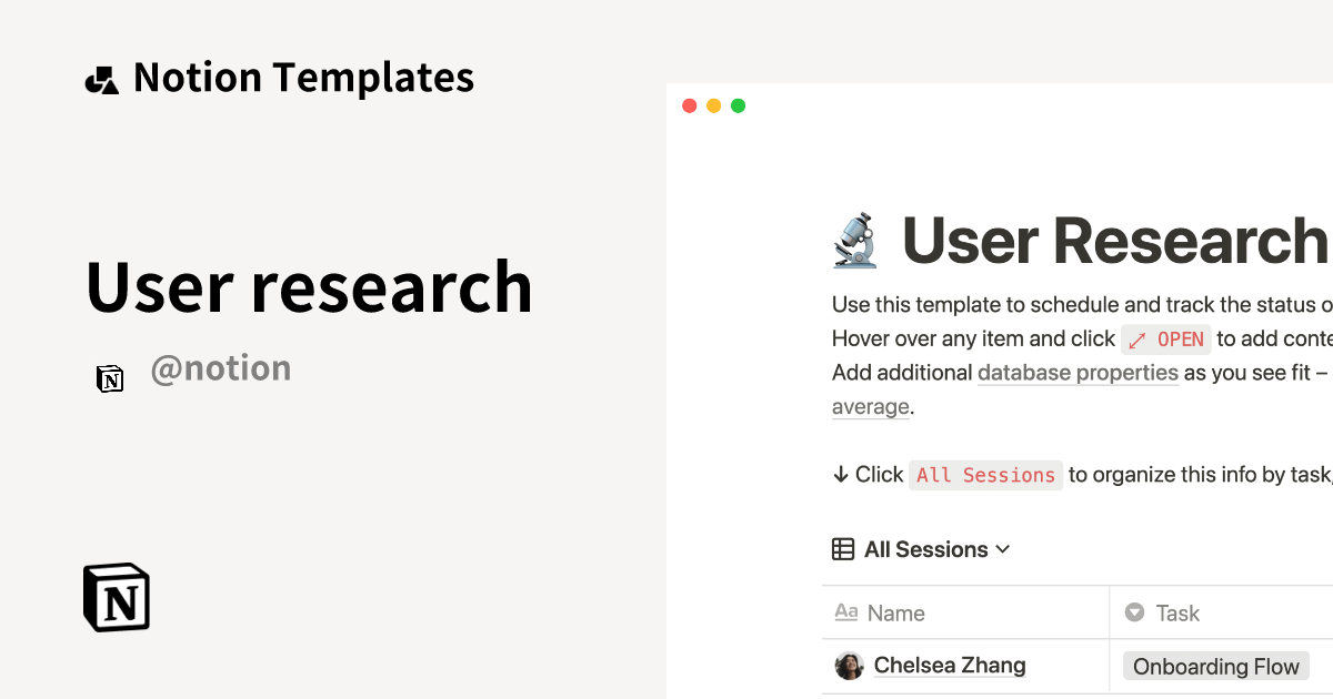 user research notion template