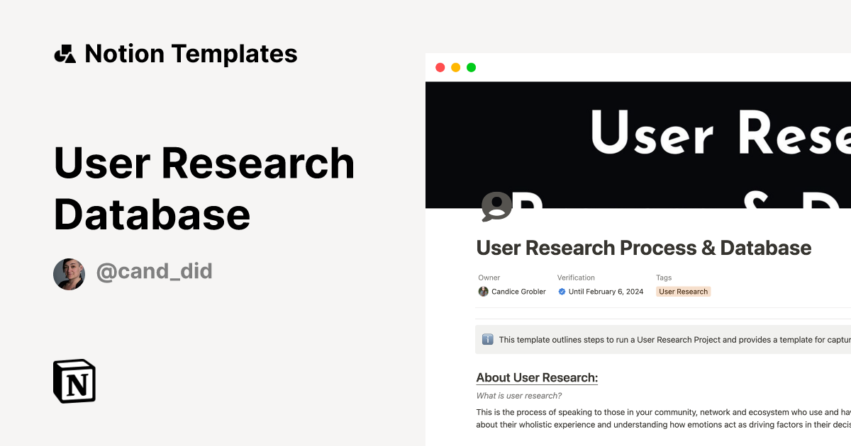 User Research Database Template | Notion Marketplace