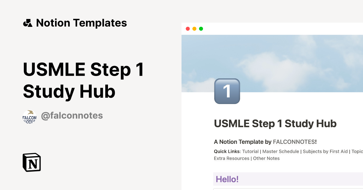 USMLE Step 1 Study Hub Notion Template