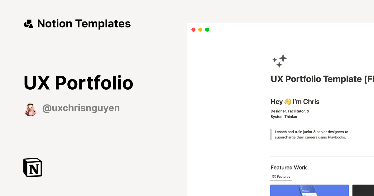 UX Portfolio Template by Chris from UX Playbook | Notion Marketplace