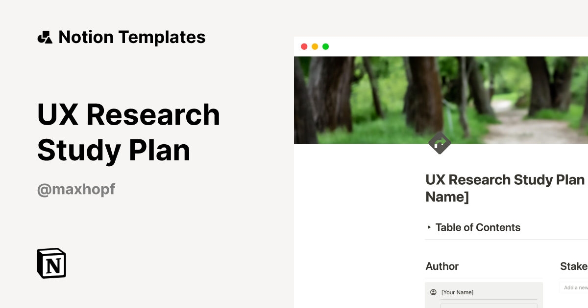 UX Research Study Plan Template by Max Hopf | Notion Marketplace
