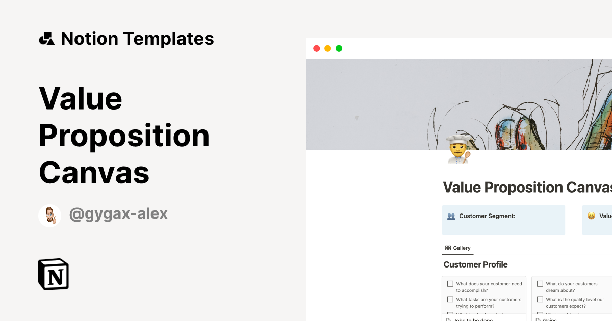 Value Proposition Canvas Notion Template