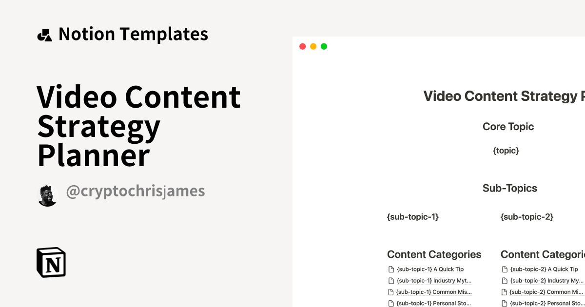 Video Content Strategy Planner Notion Template