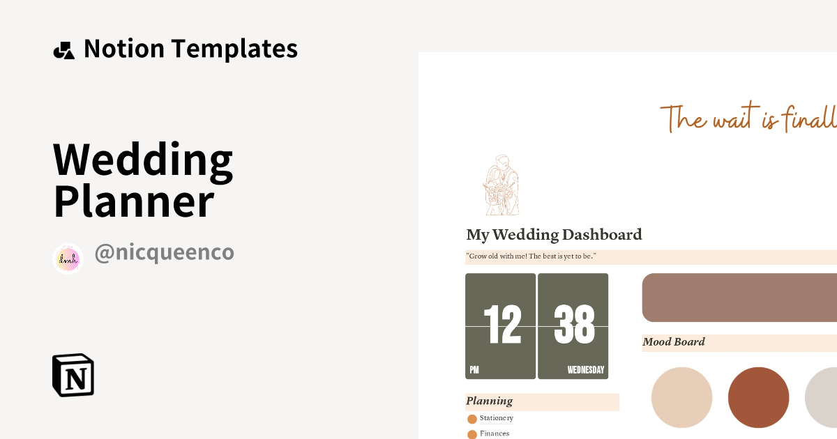 Wedding Planner Template by DMH30 | Party Planner | Notion Marketplace