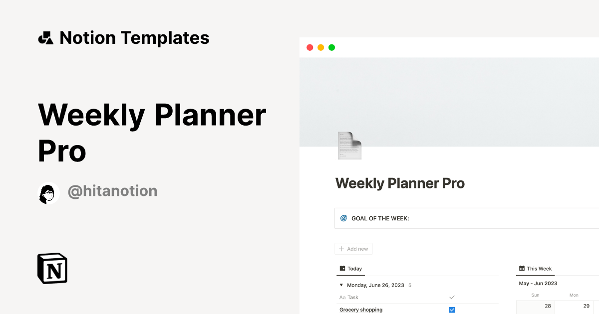 Weekly Planner Pro Notion Template