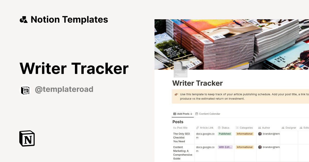 Writer Tracker Notion Template