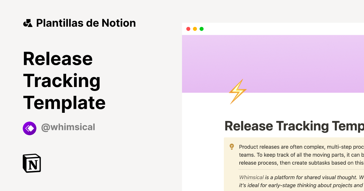 Release Tracking Template Plantilla de Notion