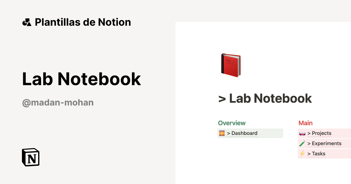 Lab Notebook Plantilla de Notion