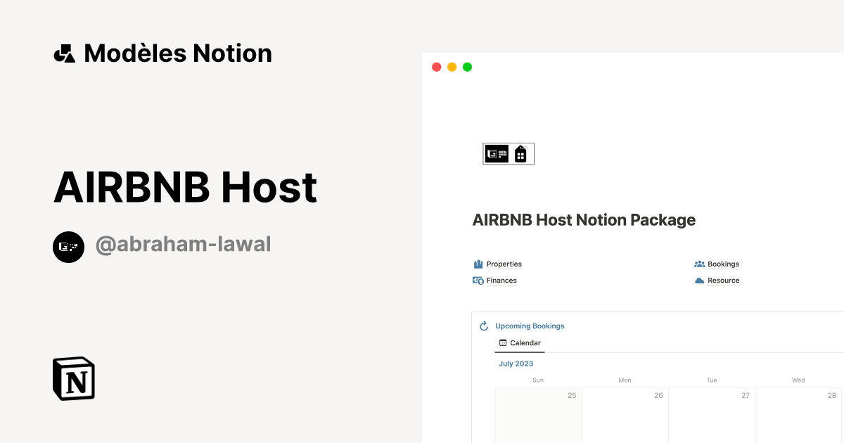 AIRBNB Host Modèle Notion