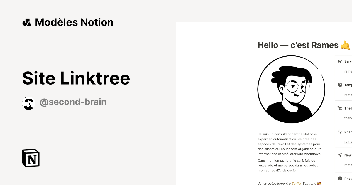 Site Linktree Modèle Notion