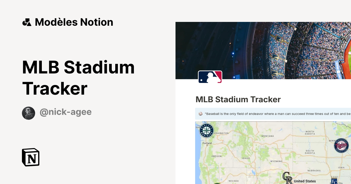 MLB Stadium Tracker Modèle Notion