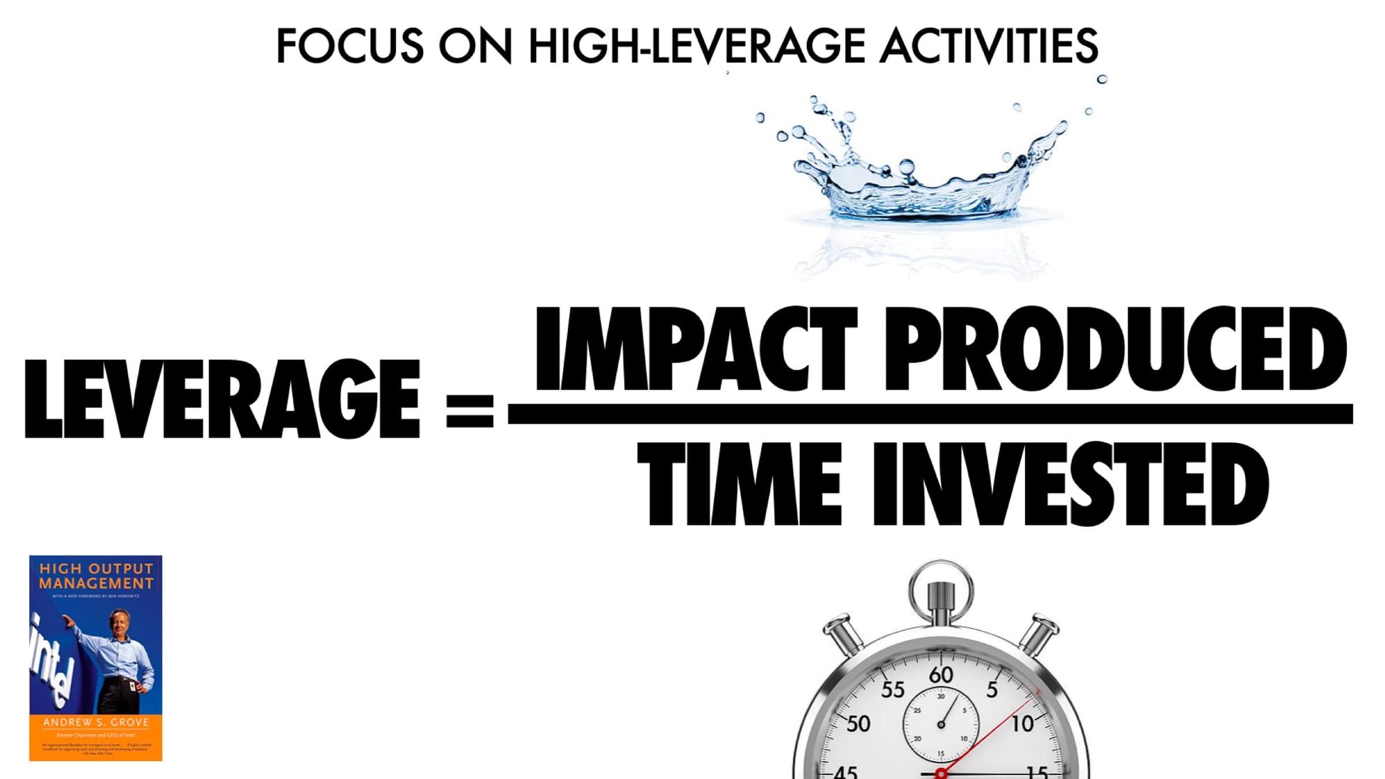 Focus on high-leverage activities.