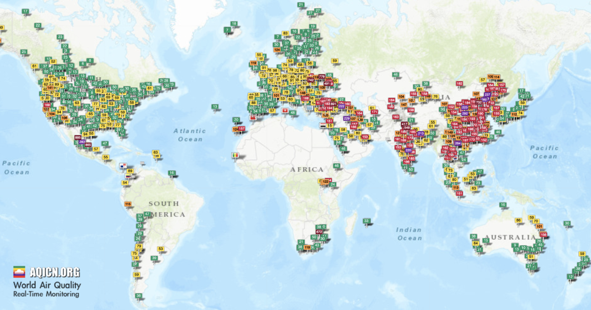 Air Pollution in North America: Real-time Air Quality Index Visual Map