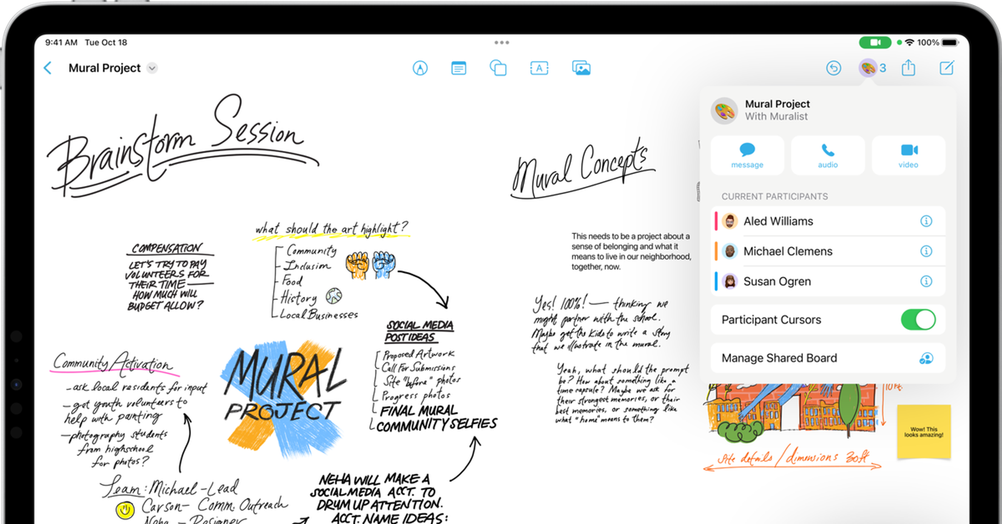 Apple's new whiteboard app gives you and up to 99 friends an "infinite canvas"