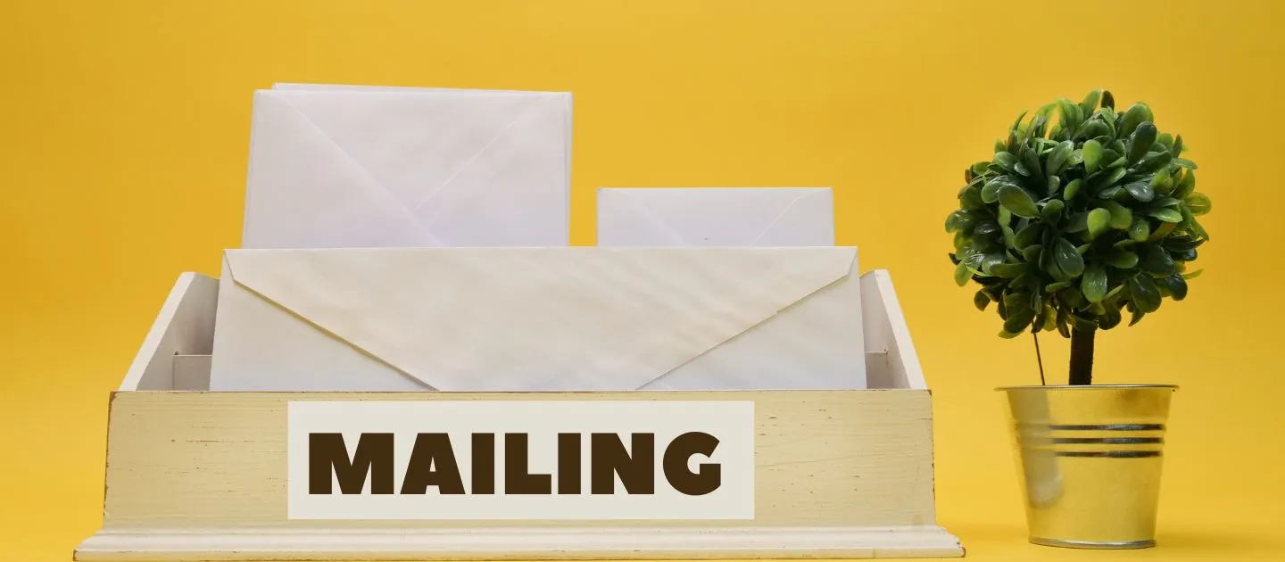 Caixa de correspondência escrito mailing