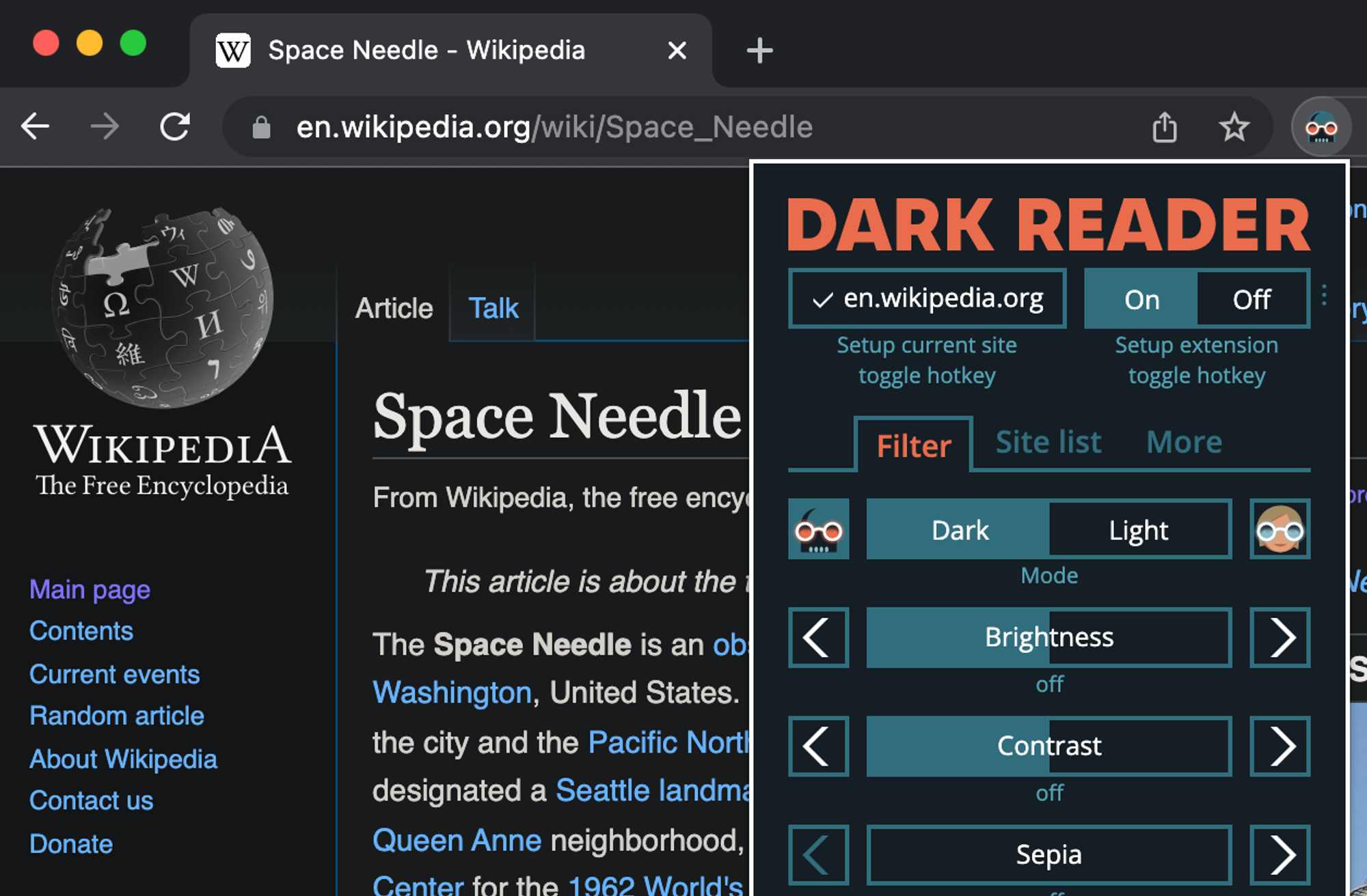 Dark Reader - dark theme for every website