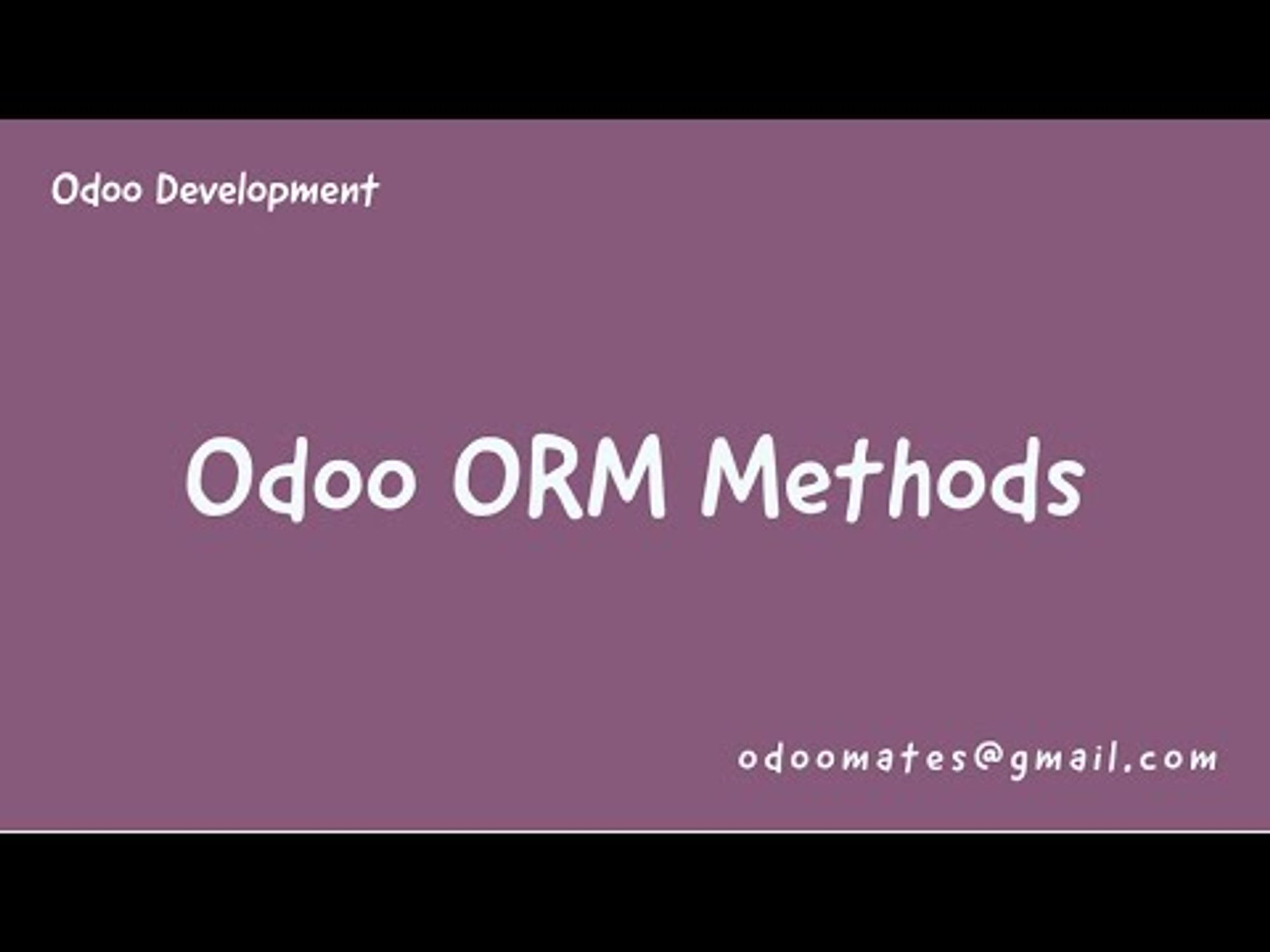 Odoo ORM Methods - Part1