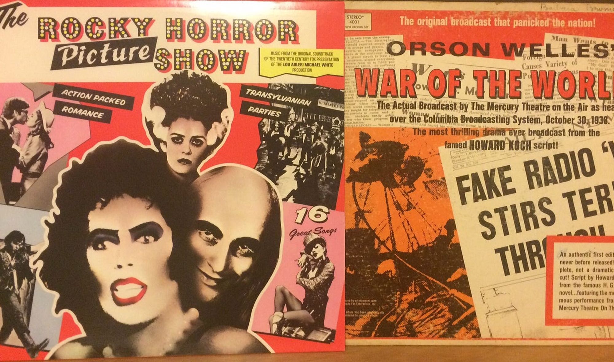 Interesting finds: The Rocky Horror Picture Show soundtrack, and a recording of Orson Welles’ radio broadcast of War of the Worlds.