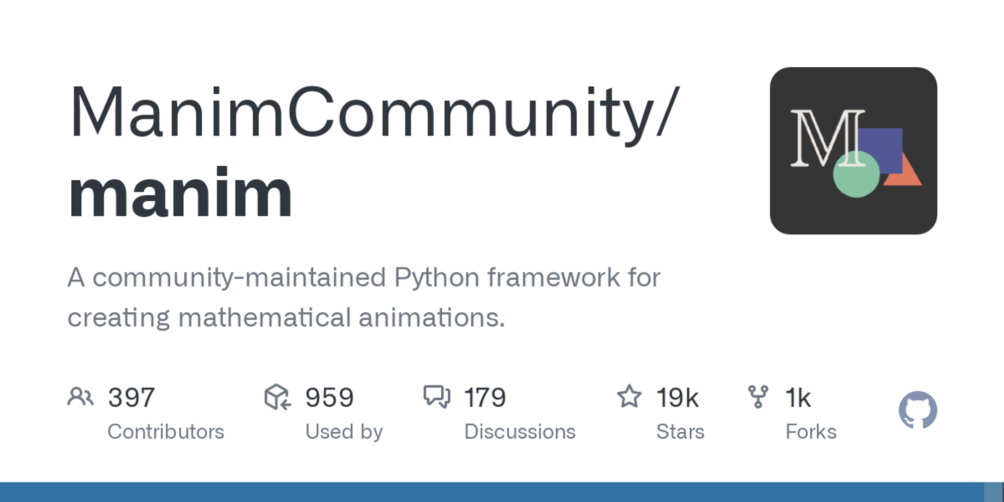 GitHub - ManimCommunity/manim: A community-maintained Python framework for creating mathematical animations.