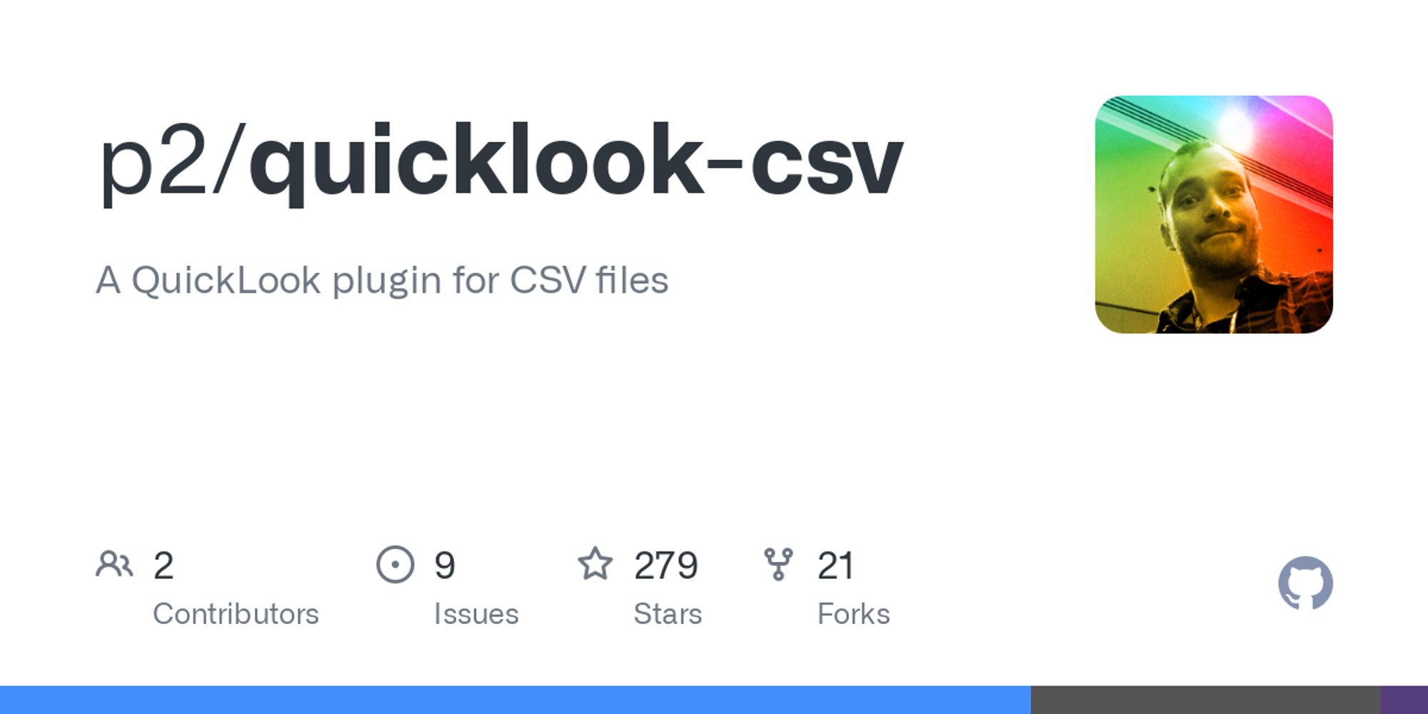 GitHub - p2/quicklook-csv: A QuickLook plugin for CSV files