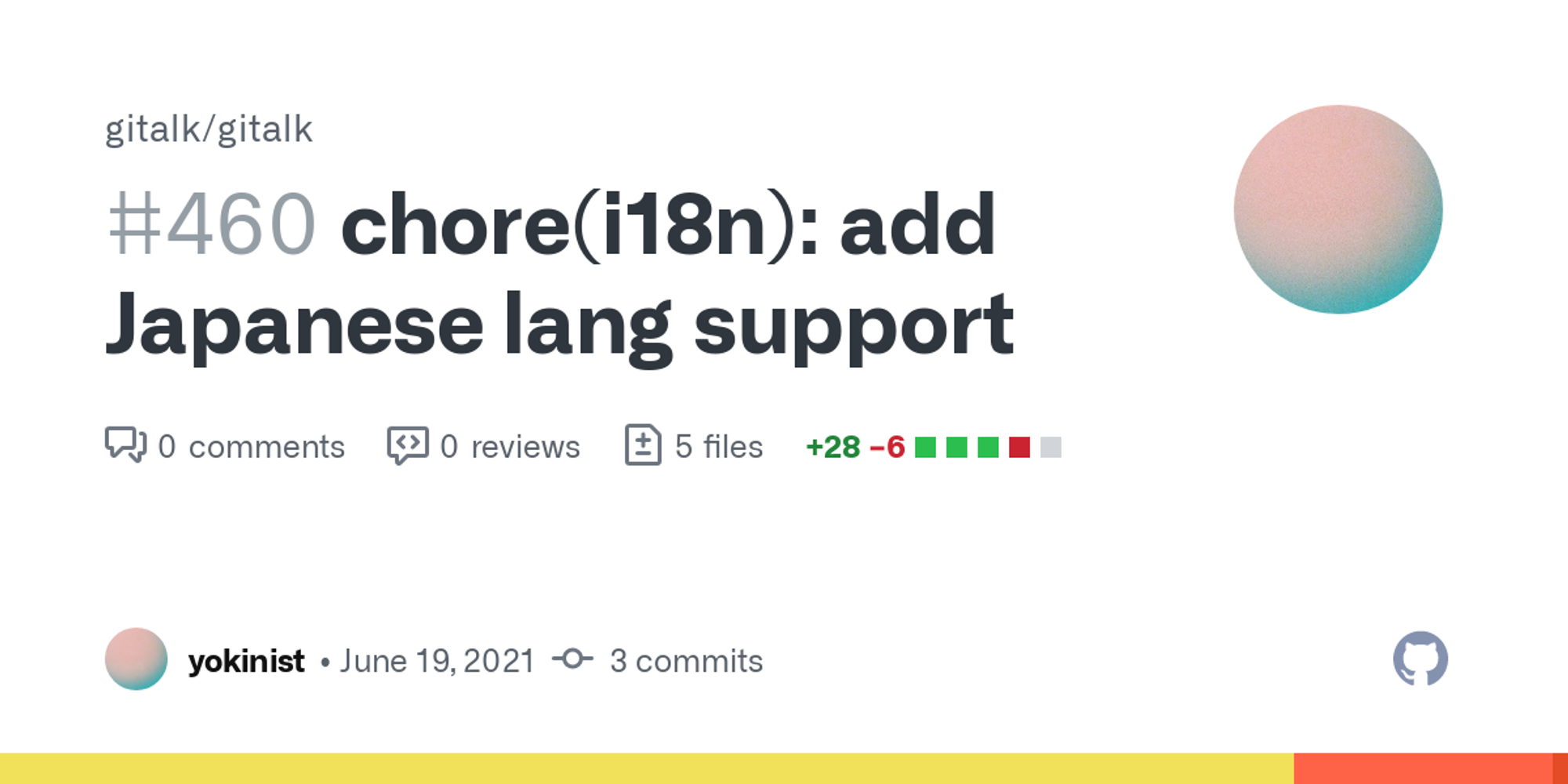 chore(i18n): add Japanese lang support by yokinist · Pull Request #460 · gitalk/gitalk