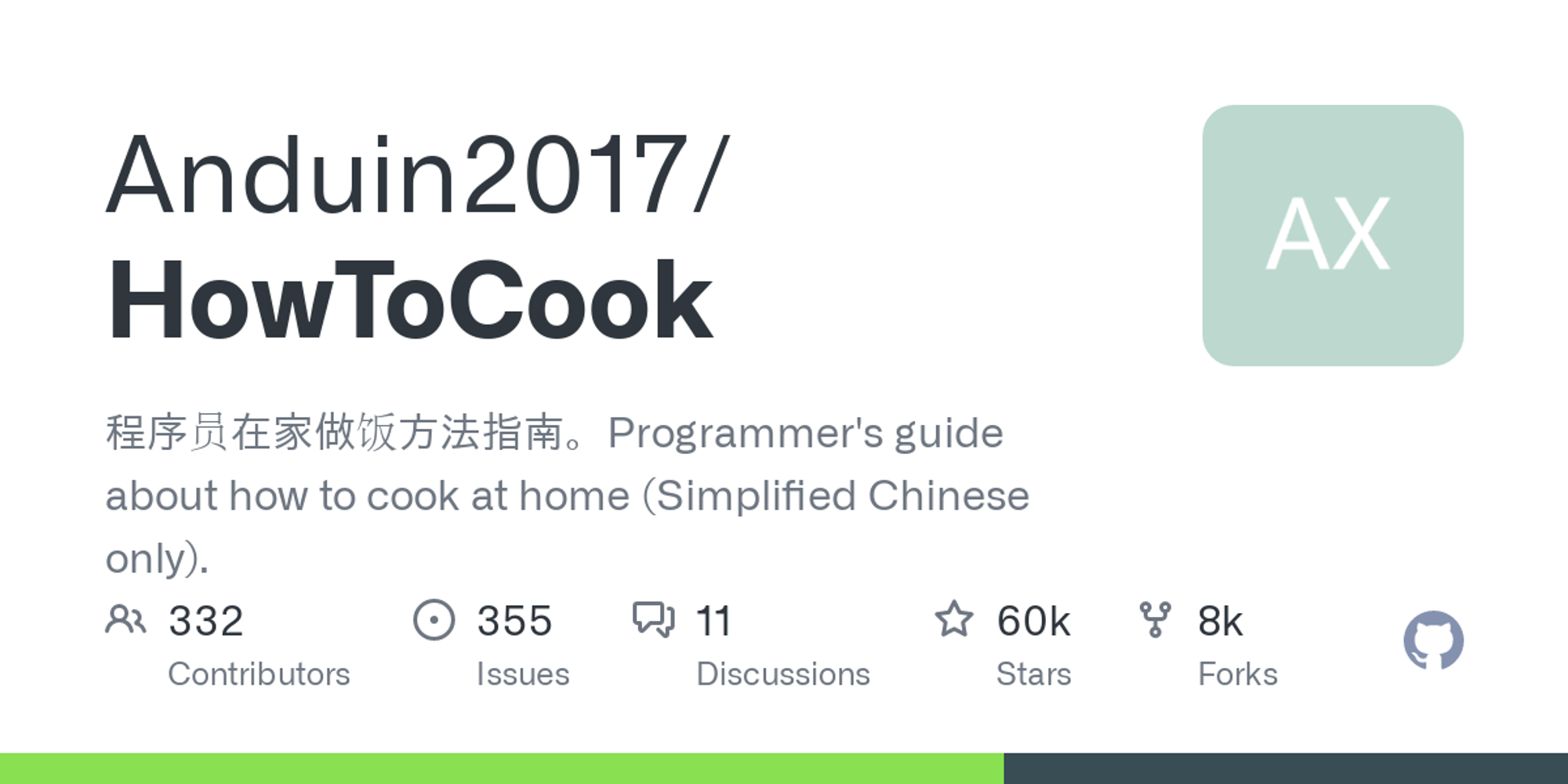 GitHub - Anduin2017/HowToCook: 程序员在家做饭方法指南。Programmer's guide about how to cook at home (Chinese only).
