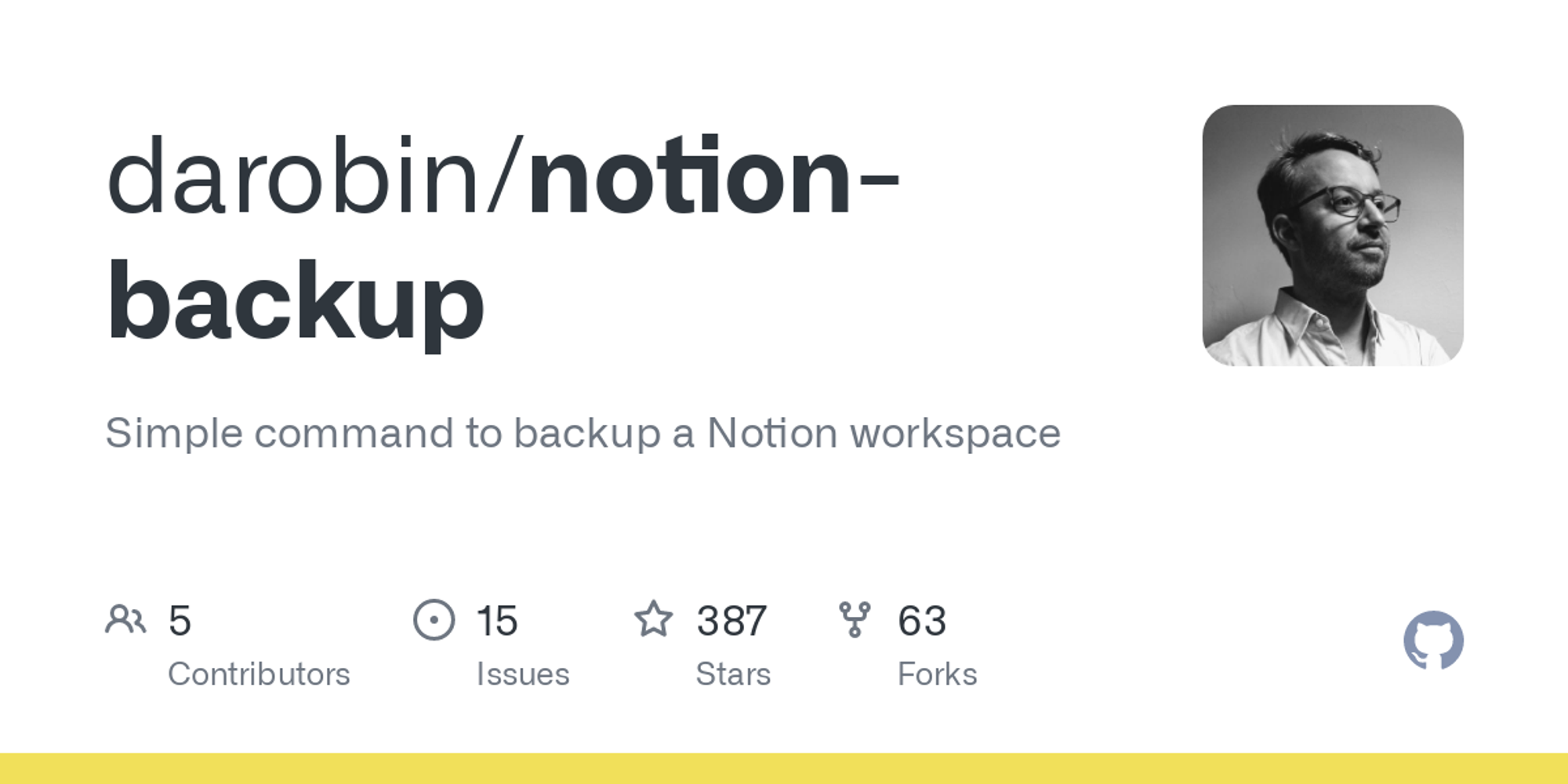 GitHub - darobin/notion-backup: Simple command to backup a Notion workspace