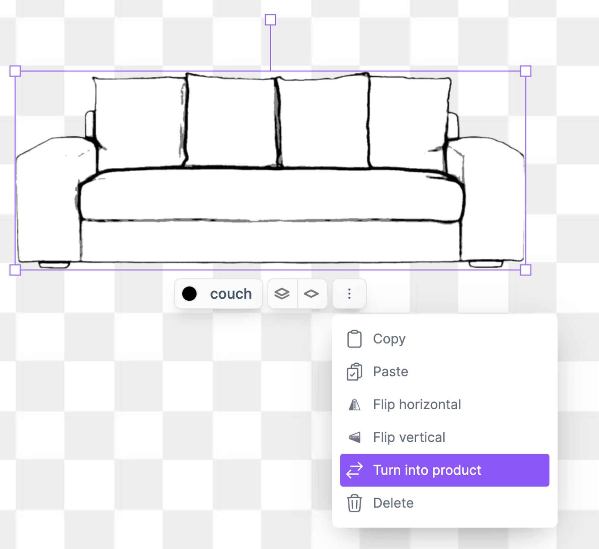 This will generate images with A couch, that roughly has the indicated shape but can be of any color, lit or even tilted.