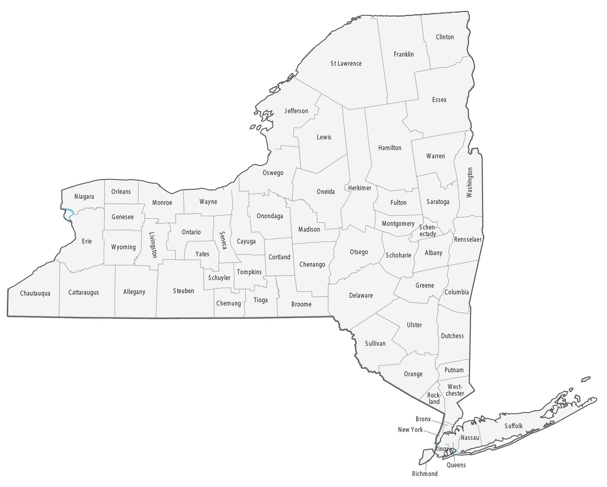 New York County Map by GISGeography
