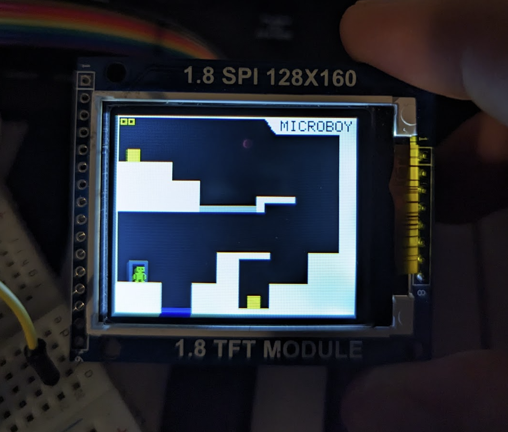 Wrote a little jump and run game with the Adafruit GFX library, using an Arduino Micro