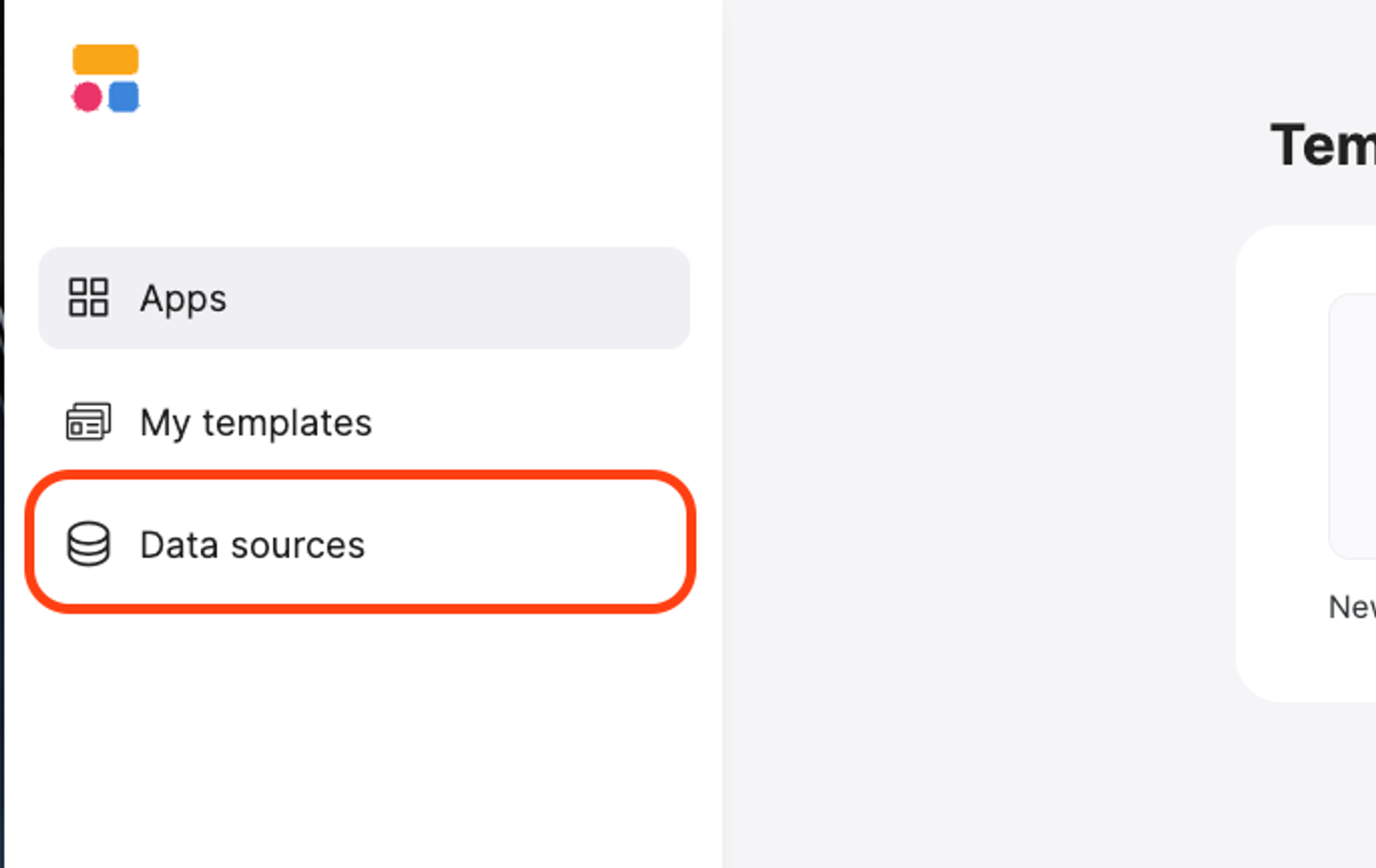 Click on the data sources tab