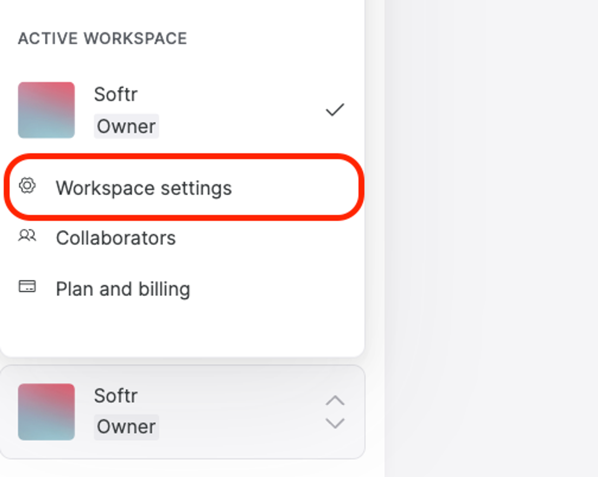 Click on workspace settings