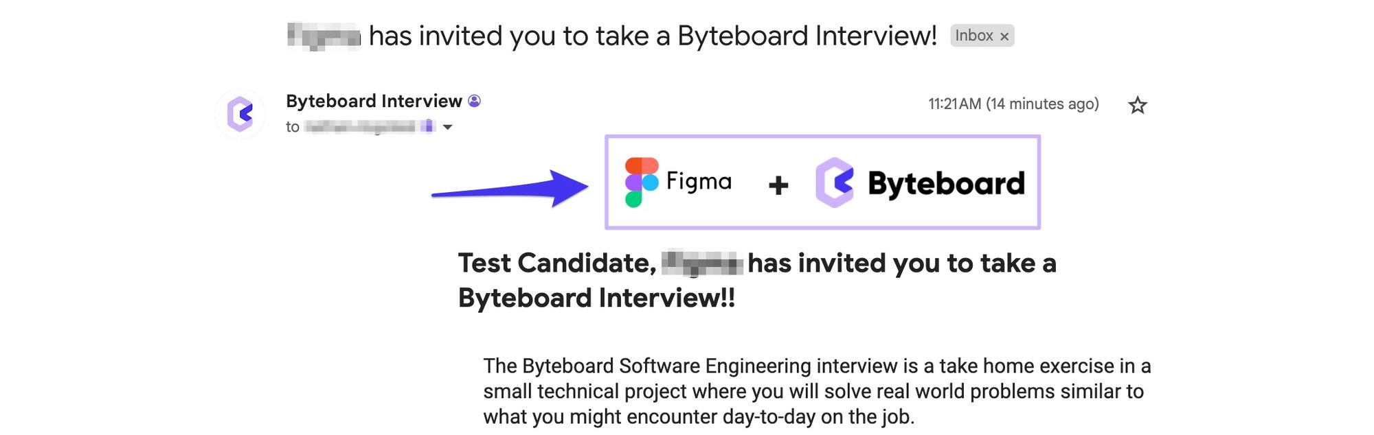 Example Candidate Interview Invite Email: <Your Company Logo> + Byteboard Logo