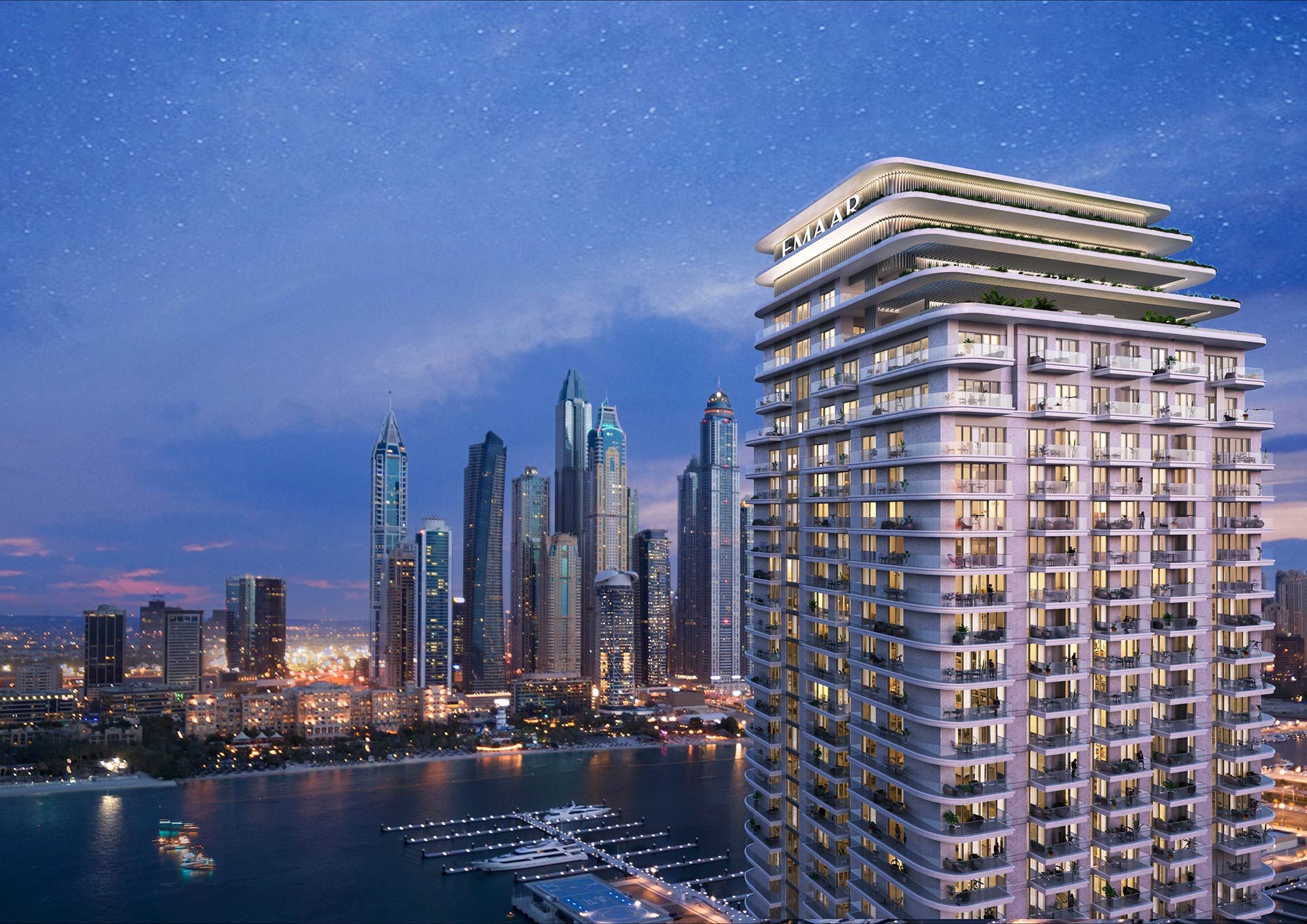 Artist Impression of Tower A against the Dubai Skyline
