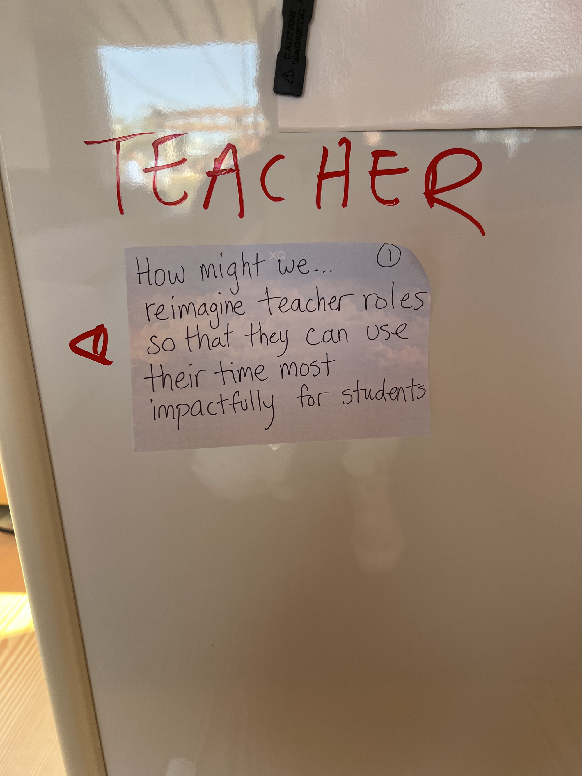 Reframing the teacher-centered problem: How might we reimagine teacher roles so that they can use their time most impactfully for students 