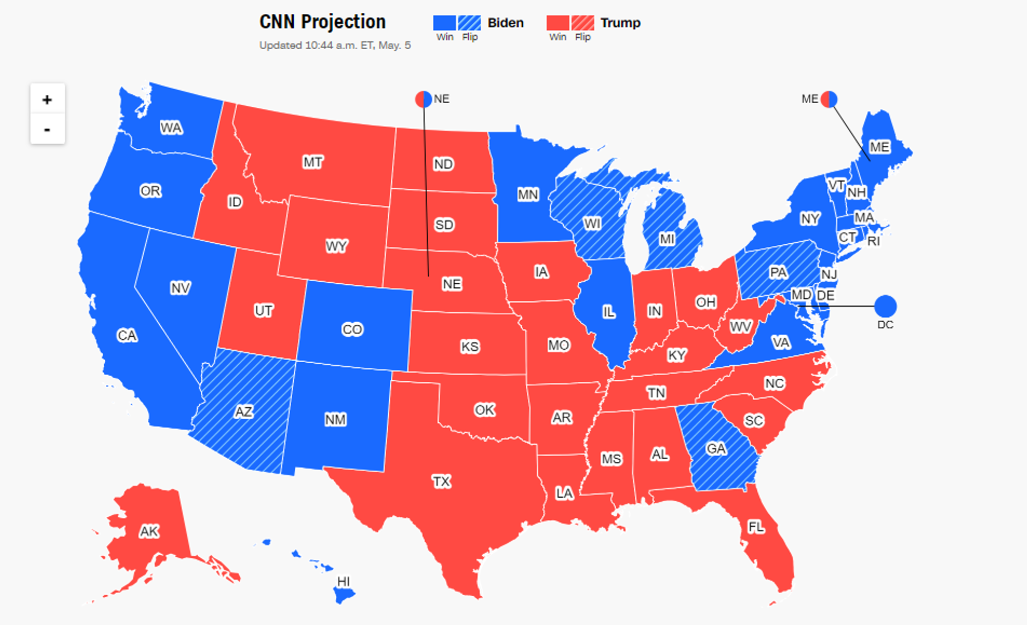 Résultats des élections de 2020 des États-Unis : CNN Politics, 46th presidential results source