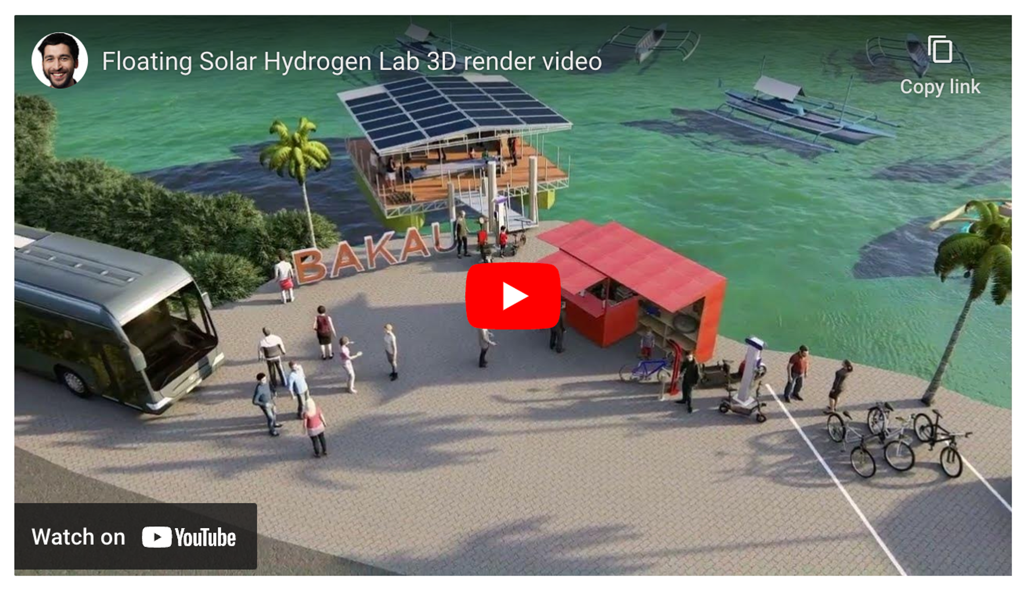 3D video render of the floating solar hydrogen Lab