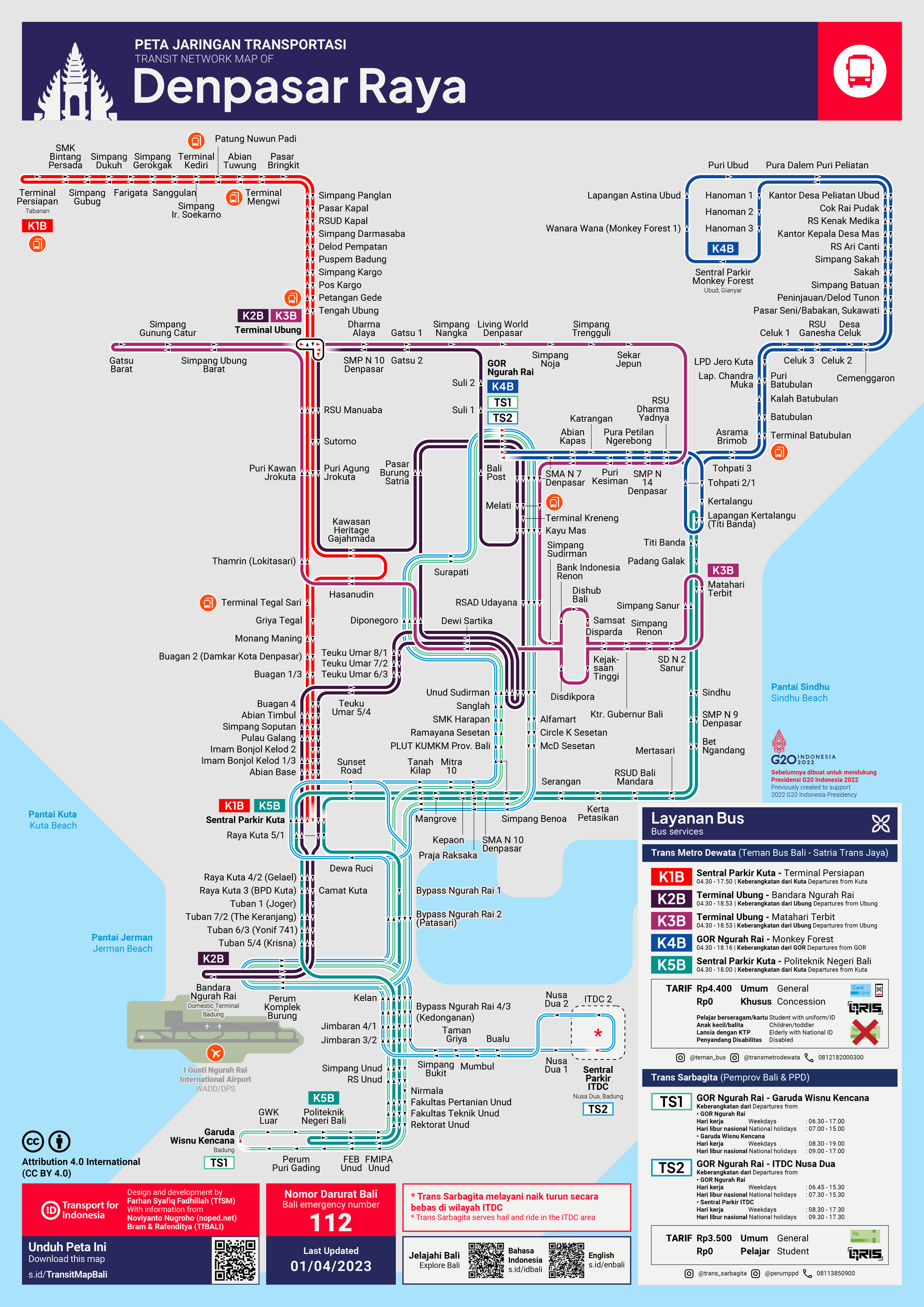 Denpasar Raya Bus map